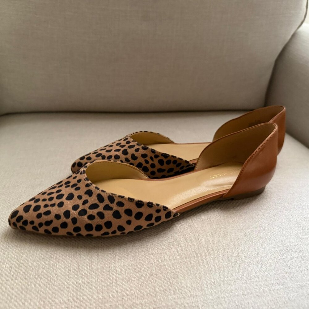 Nine West Tan Leopard Print D'Orsay Flats